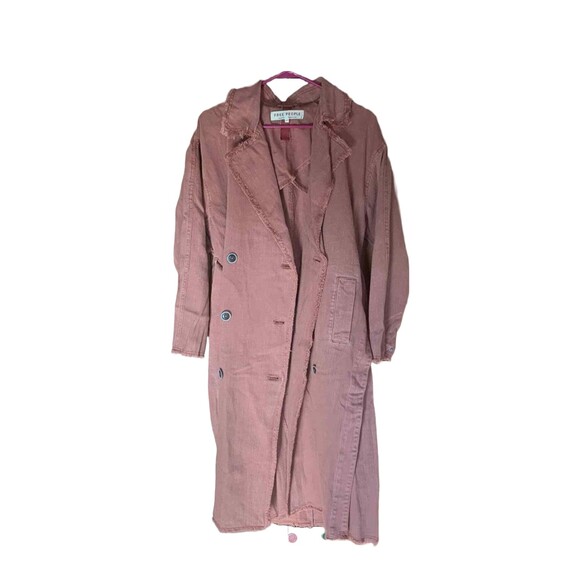 Free People Kelly Trench Coat Relaxed Raw Hem Side Slit Cherry Chai Size XS/S - Picture 1 of 4
